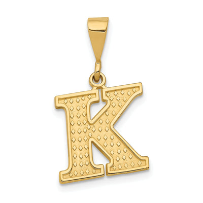 14k Yellow Gold Polished Texture Finish Letter K Initial Charm Pendant at $ 122.09 only from Jewelryshopping.com