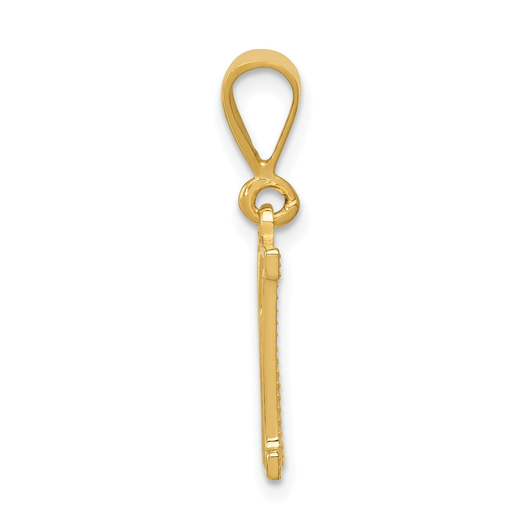 14k Yellow Gold Polished Texture Finish Letter M Initial Charm Pendant