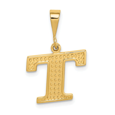 14k Yellow Gold Polished Texture Finish Letter T Initial Charm Pendant at $ 118.08 only from Jewelryshopping.com