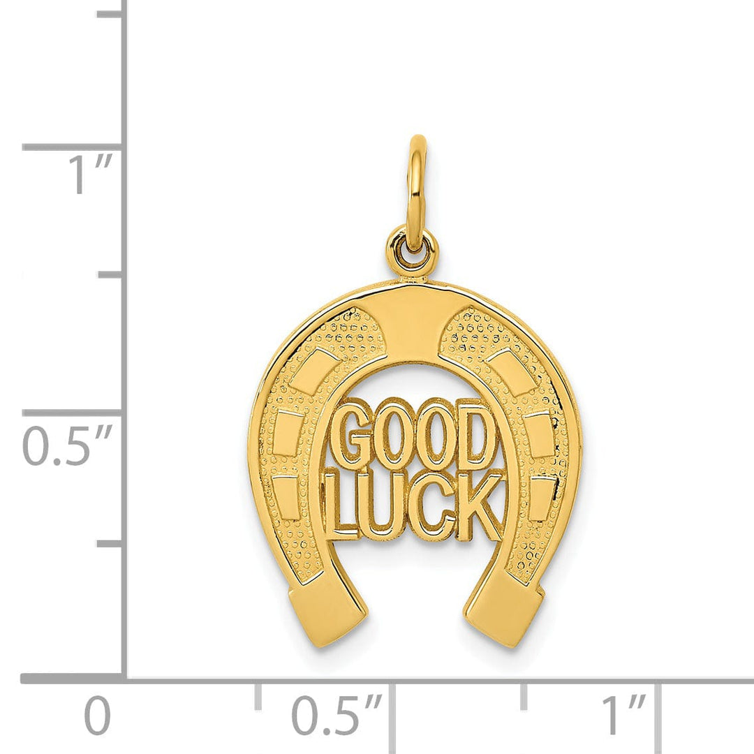 14k Yellow Gold Textured Polished Finish Horseshoe Good Luck Charm Pendant