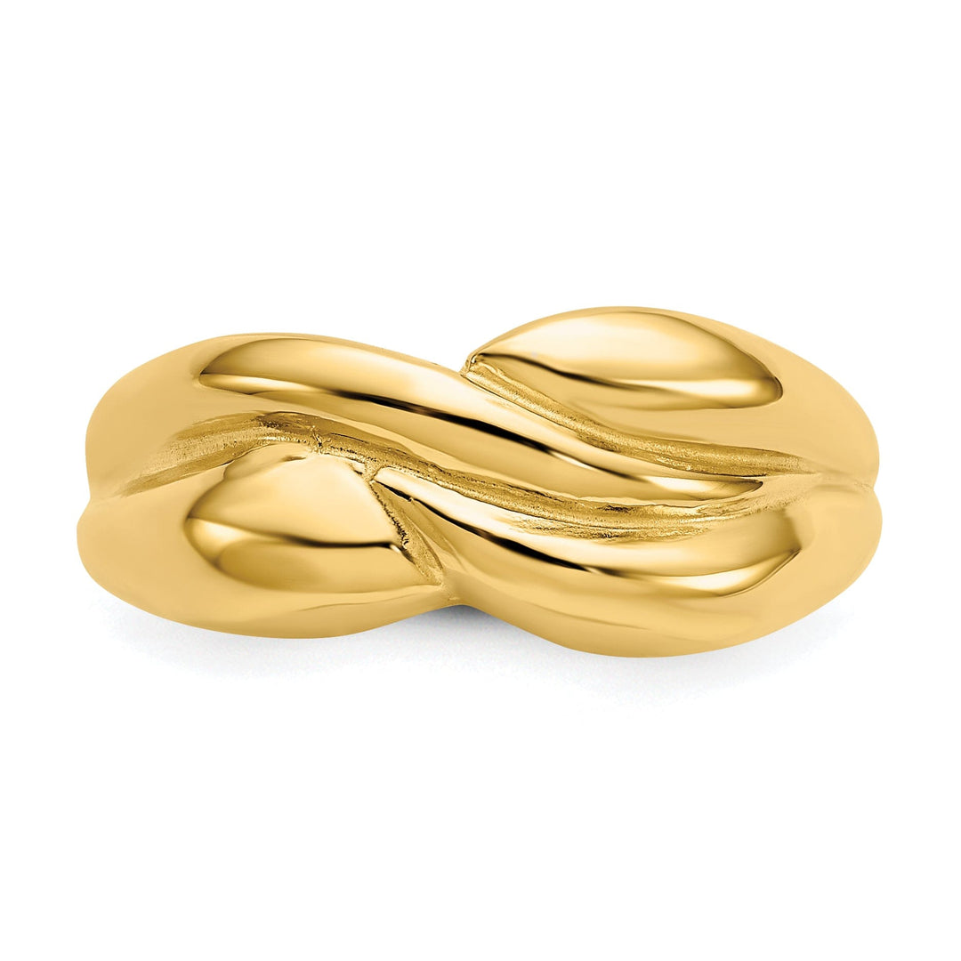 14k Yellow Gold Polished Twisted Dome Ring