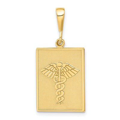 Solid 14k Yellow Gold Polished Caduceus Pendant