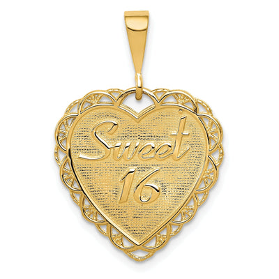 14k Yellow Gold Sweet 16 Charm Pendant at $ 240.04 only from Jewelryshopping.com
