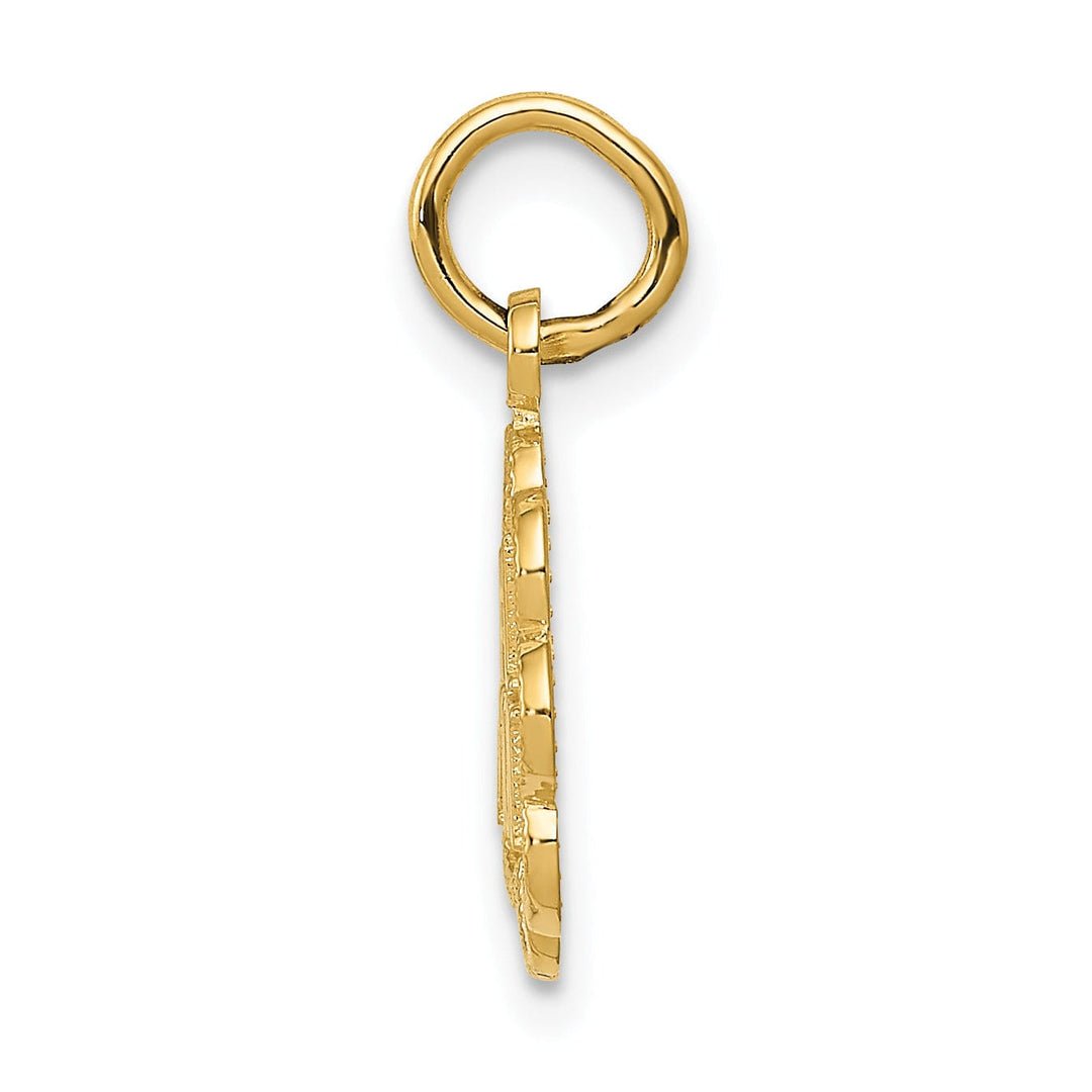 14k Yellow Gold Solid Polished Finish #1 MOM Design Pendant