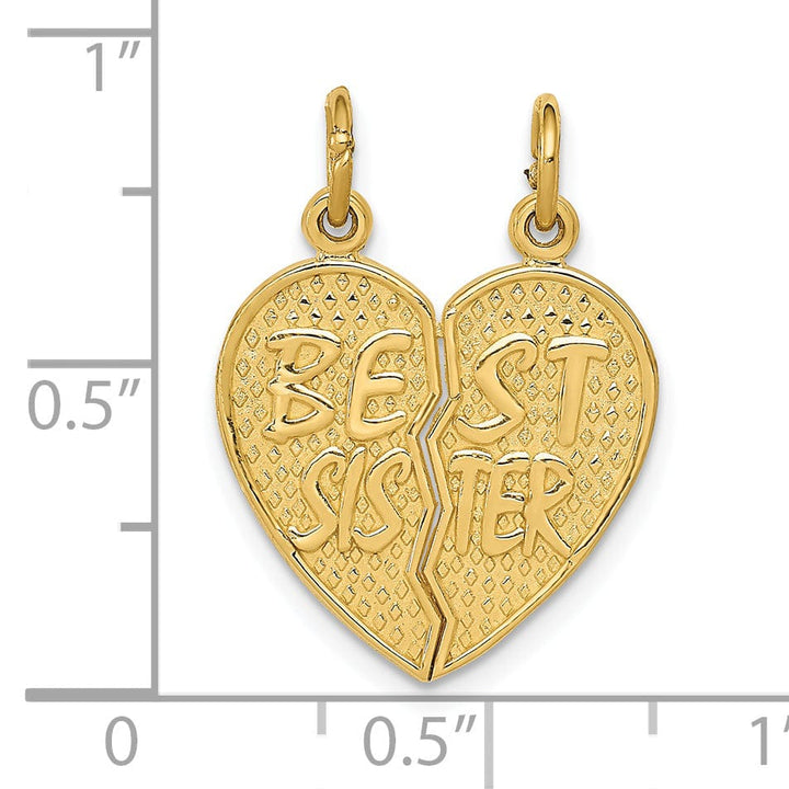 14k Yellow Gold Best Sister Break-apart Charm