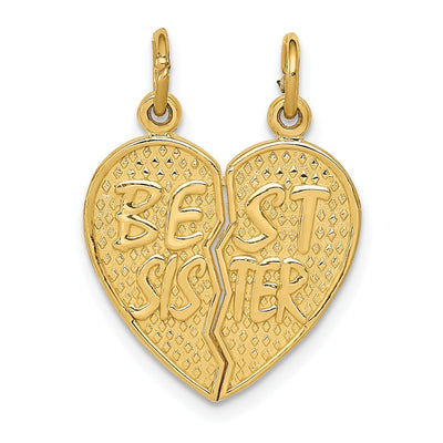 14k Yellow Gold Best Sister Break-apart Charm at $ 164.14 only from Jewelryshopping.com