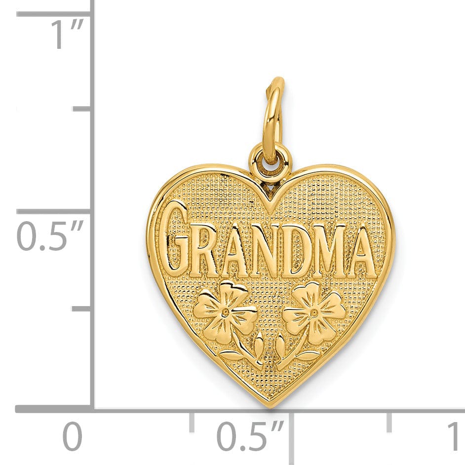 14k Yellow Gold Grandma Heart Charm
