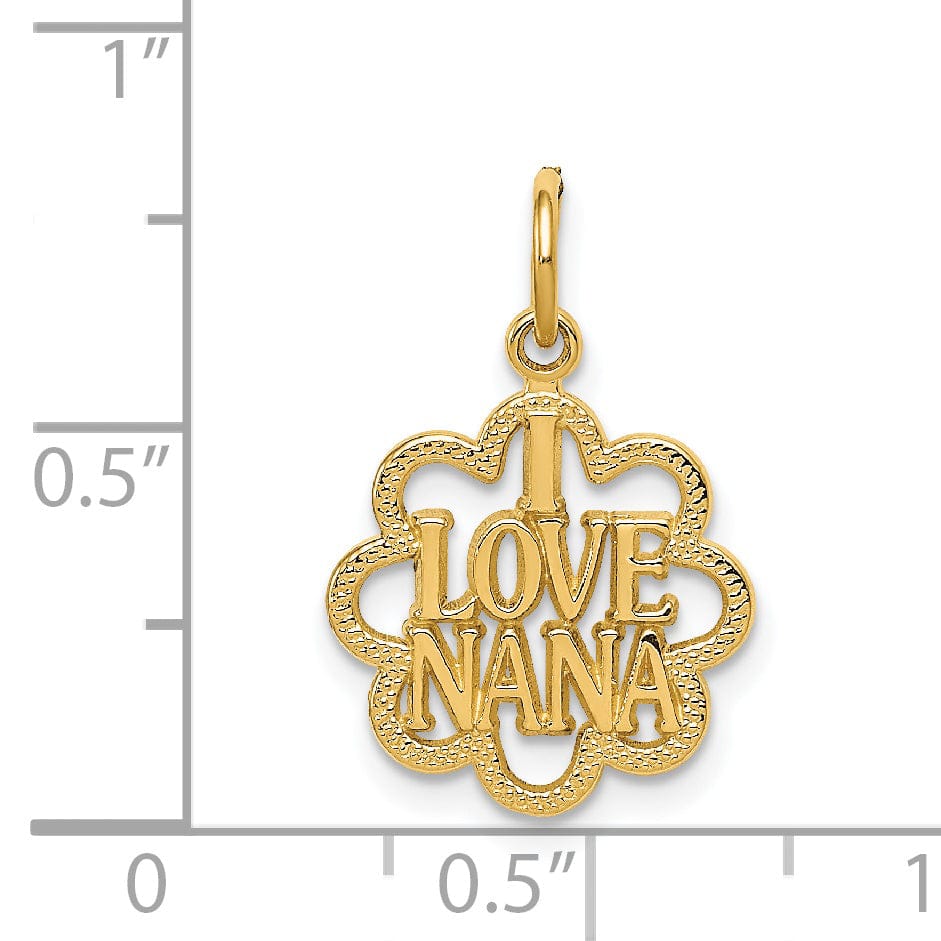 14k Yellow Gold I Love Nana Charm Pendant