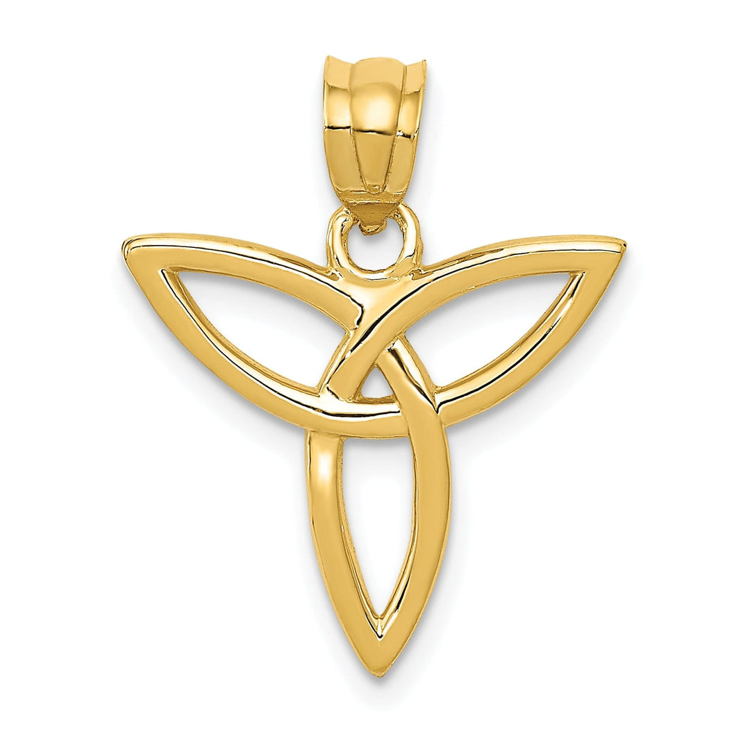 14k Yellow Gold Solid Polished Finish Flat Back Trinity Design Charm Pendant