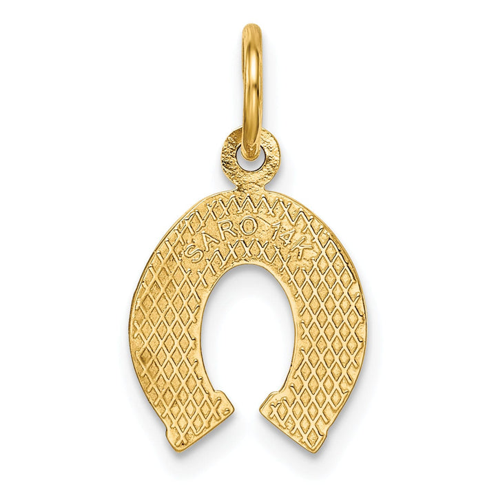 14k Yellow Gold Textured Polished Finish Horseshoe Charm Pendant