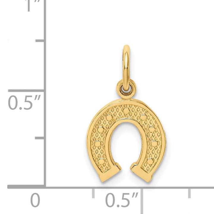 14k Yellow Gold Textured Polished Finish Horseshoe Charm Pendant