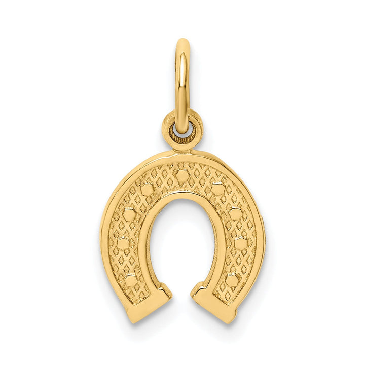 14k Yellow Gold Textured Polished Finish Horseshoe Charm Pendant