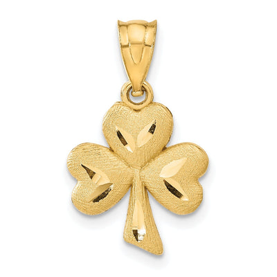 14k Yellow Gold Solid Brush Textured Polished Diamond Cut Finish Shamrock Charm Pendant at $ 83.62 only from Jewelryshopping.com