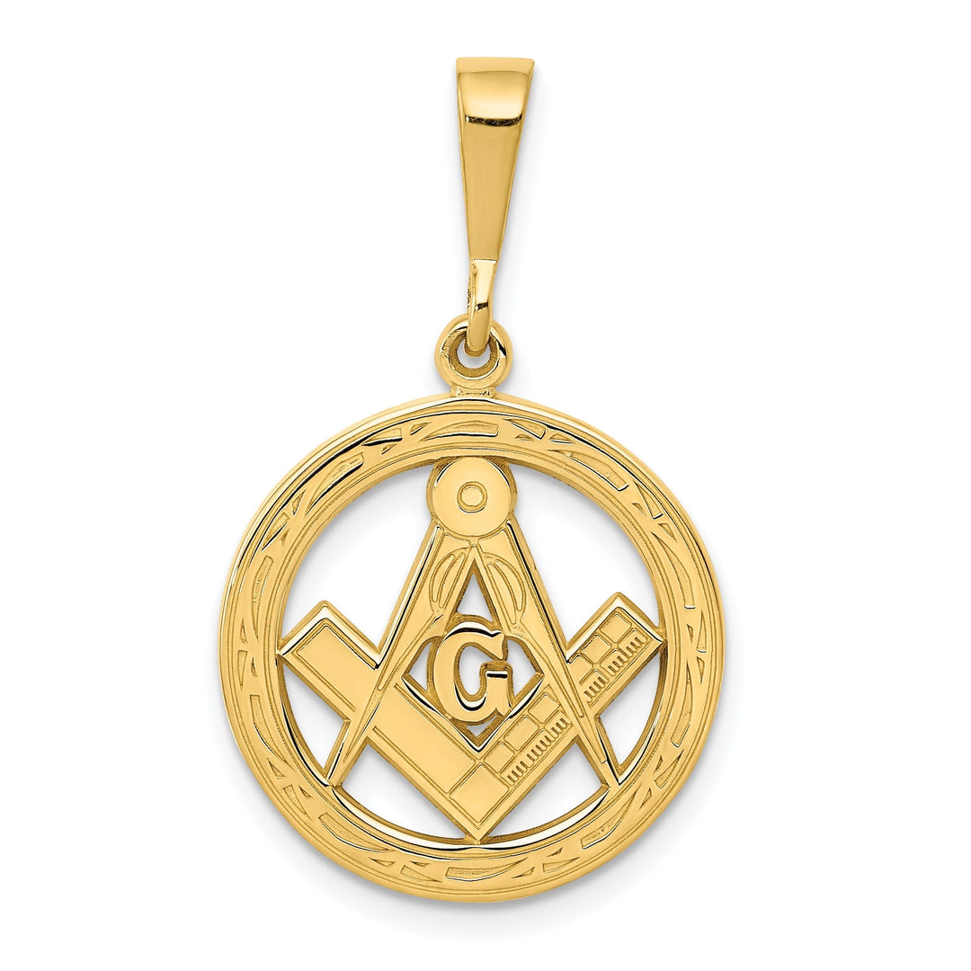 14k Yellow Gold Polish Finish Masonic Pendant