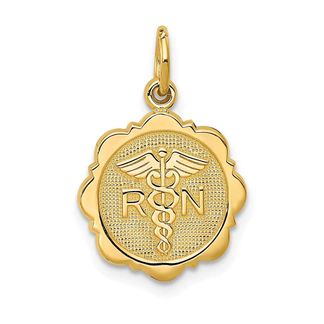 14k Yellow Gold Registered Nurse Disc Pendant