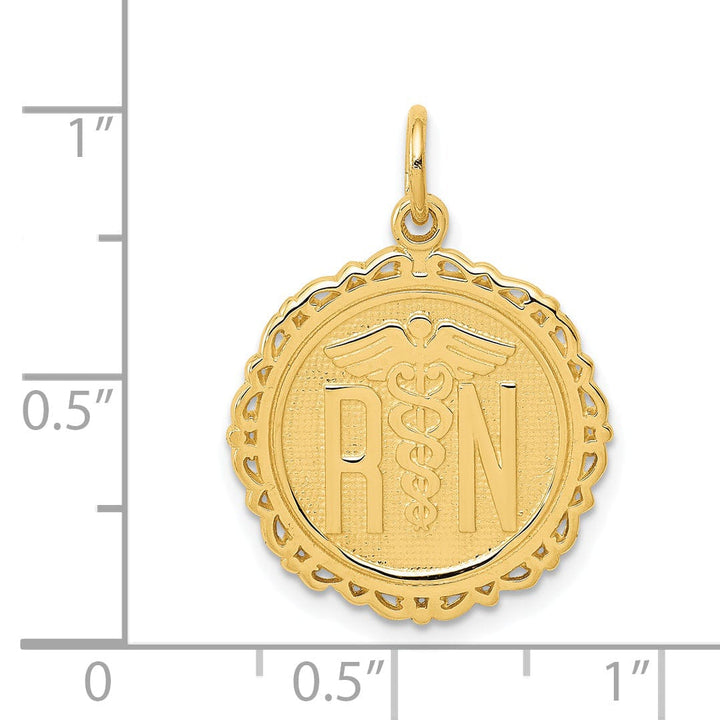 14k Yellow Gold Registered Nurse Disc Pendant