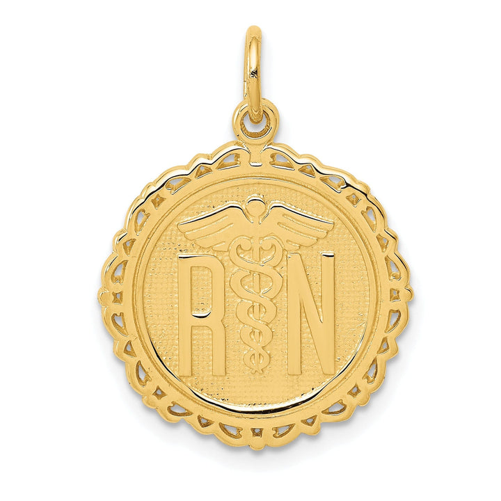 14k Yellow Gold Registered Nurse Disc Pendant