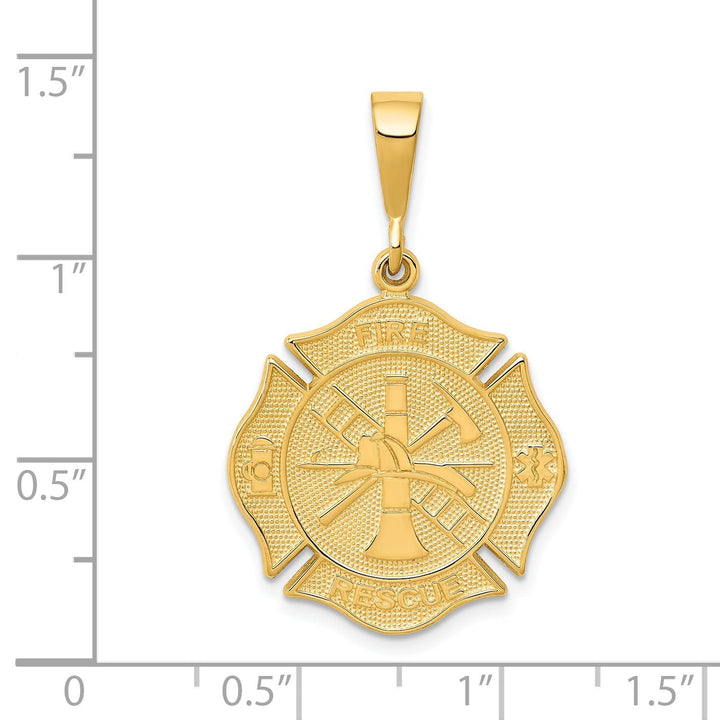 14k Yellow Gold Polished Fire Rescue Pendant