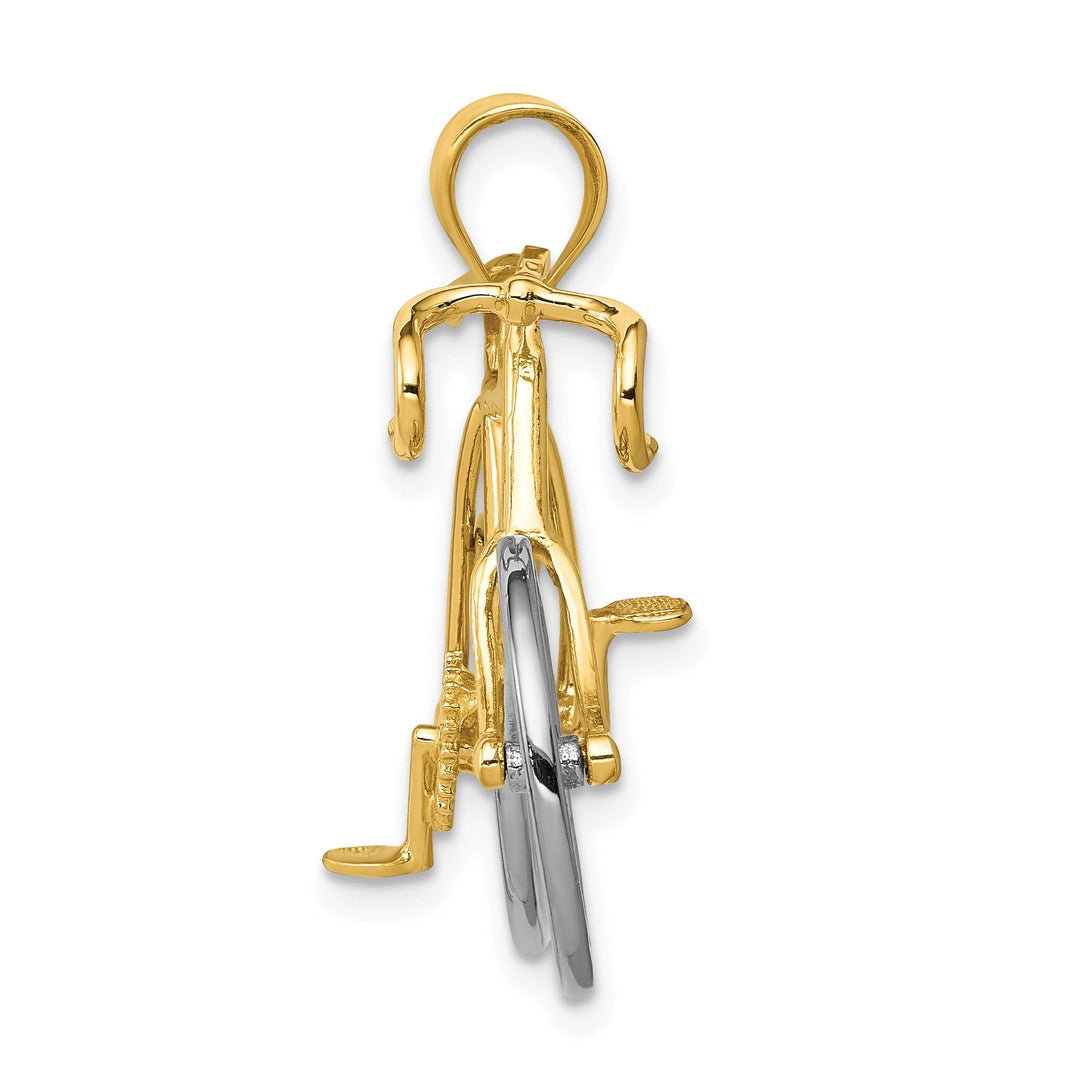 14k Two-tone Gold Large 3-D Bicycle Pendant