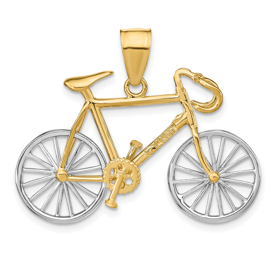 14k Two-tone Gold Large 3-D Bicycle Pendant