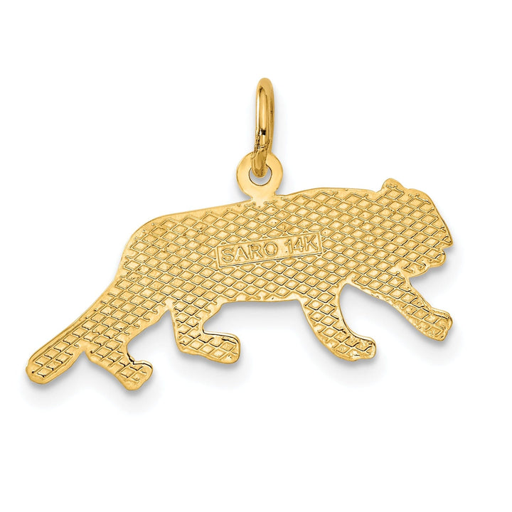 14k Yellow Gold Textured Finish Tiger Charm Pendant