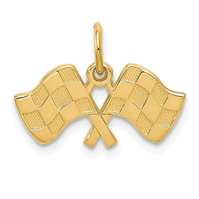 Buy 14K Yellow Gold Polished Racing Checkered Flags Charm Pendant