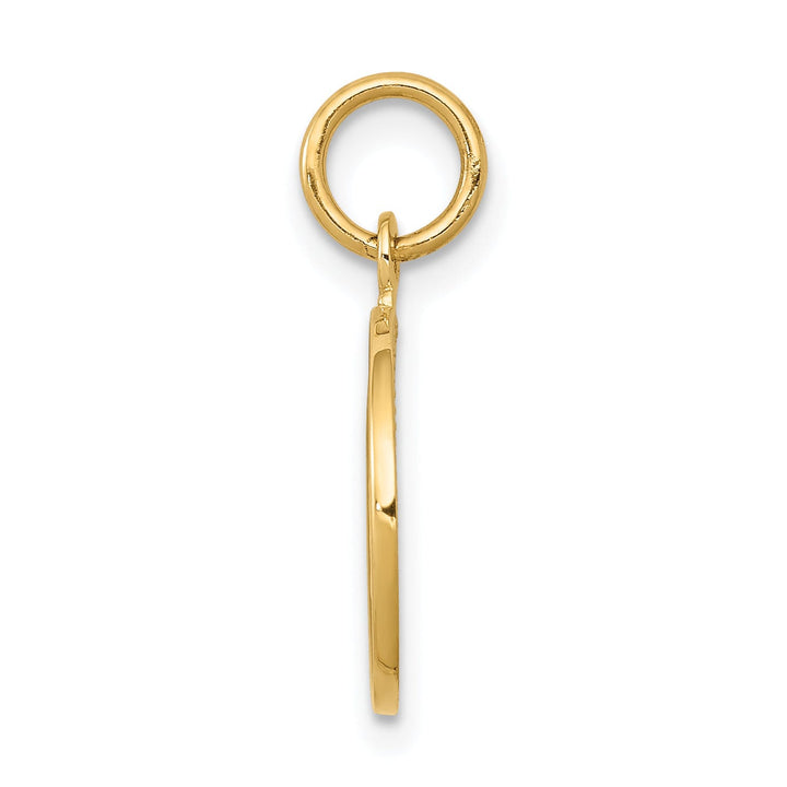 14k Yellow Gold Polished Texture Finish Round Shape Angel Pendant