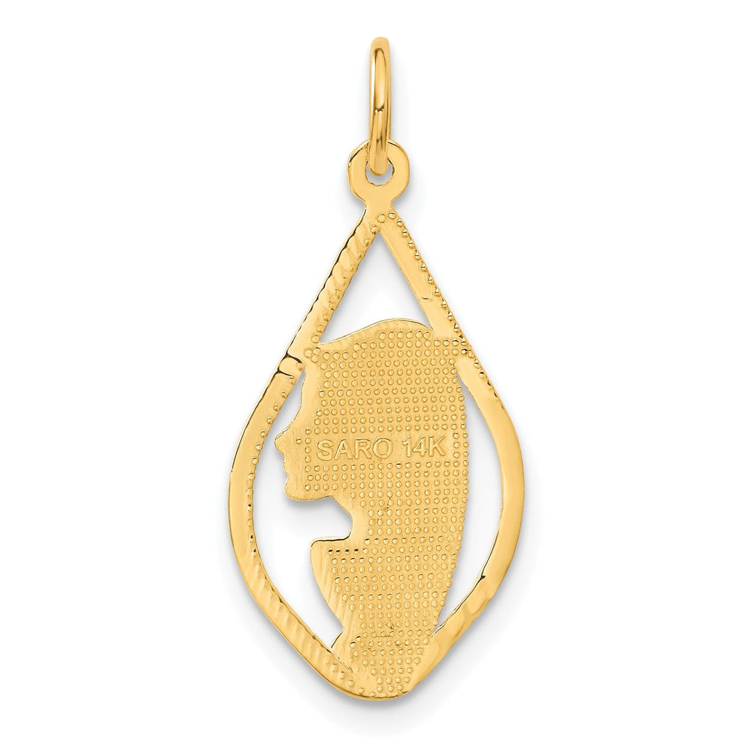 14k Yellow Gold Blessed Mary Pendant