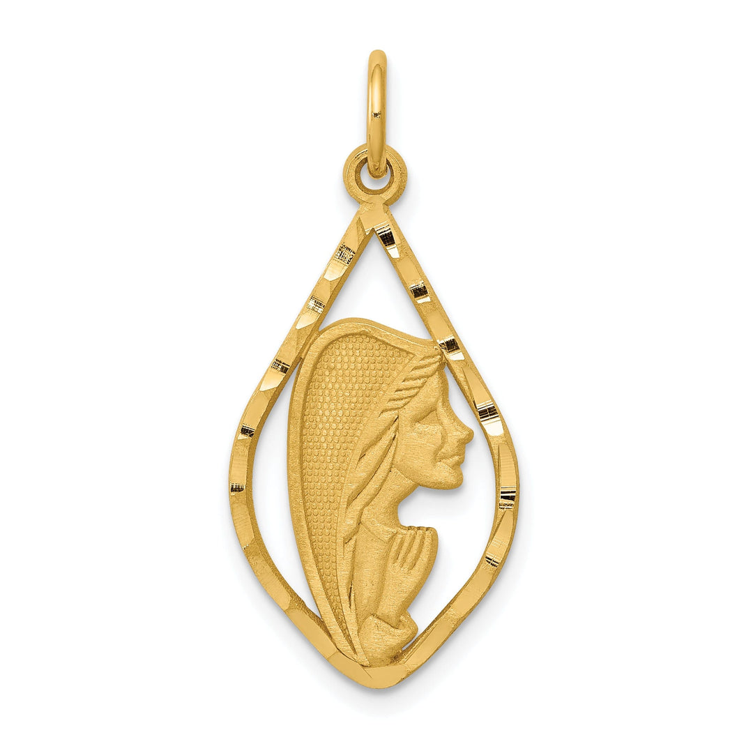 14k Yellow Gold Blessed Mary Pendant