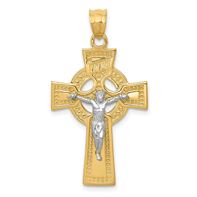 14k Two-Tone Gold INRI Celtic Crucifix Pendant at $ 286.21 only from Jewelryshopping.com