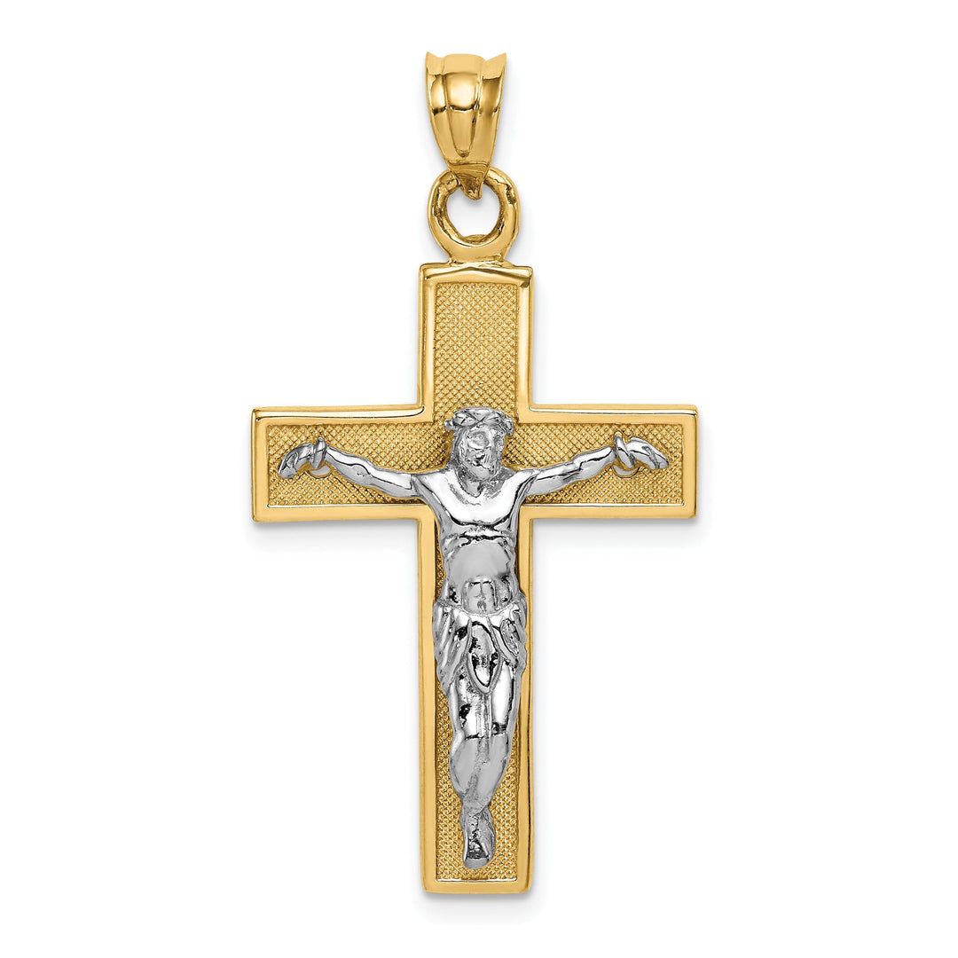 14k Two-tone Gold Crucifix Pendant