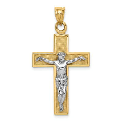 14k Two-tone Gold Crucifix Pendant at $ 247.18 only from Jewelryshopping.com