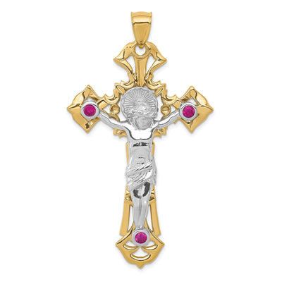 14k Two-tone Gold Polished with Red C.Z Crucifix at $ 1304.95 only from Jewelryshopping.com