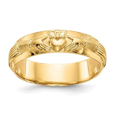 14kt yellow gold mens claddagh band ring