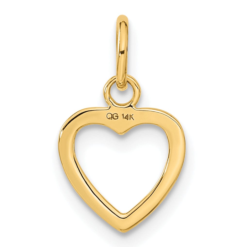 14k Yellow Gold Solid Polished Flat Heart Charm