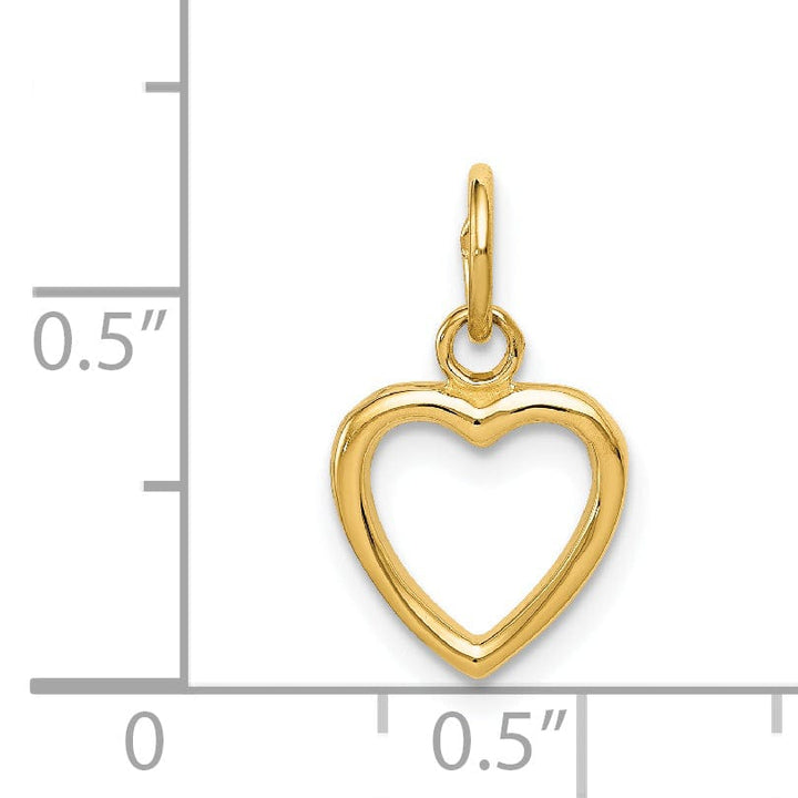 14k Yellow Gold Solid Polished Flat Heart Charm