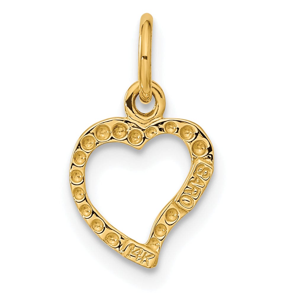 14K Yellow Gold Polished Finish 3-Dimensional Open Back Heart Sleek Shape Design Charm Pendant