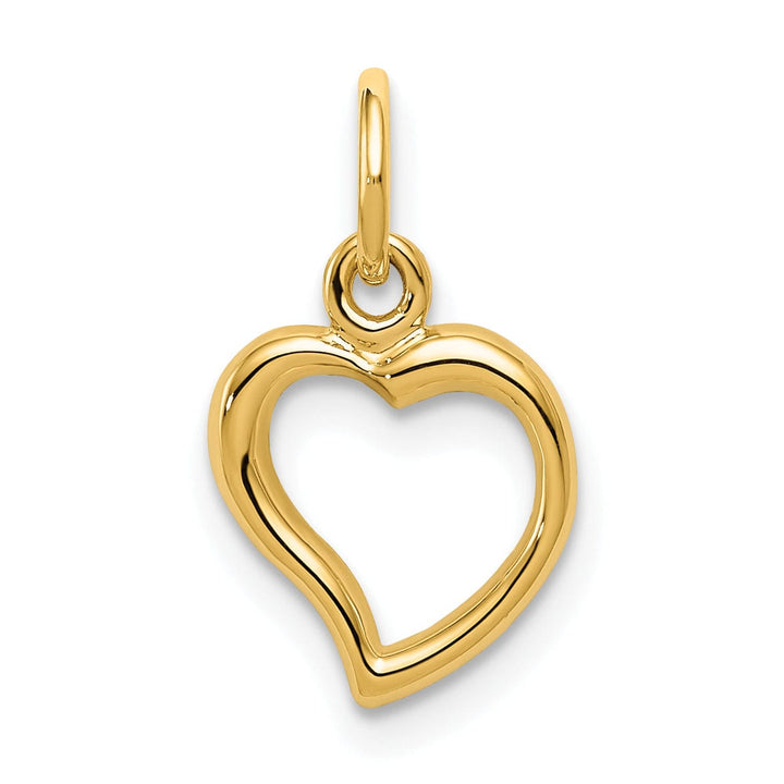 14K Yellow Gold Polished Finish 3-Dimensional Open Back Heart Sleek Shape Design Charm Pendant