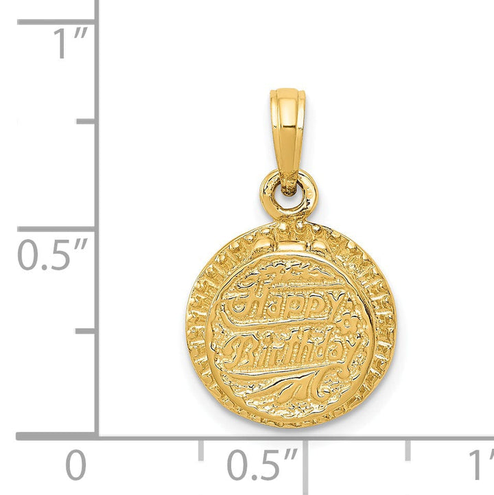 14k Yellow Gold Birthday Cake Candle Pendant.