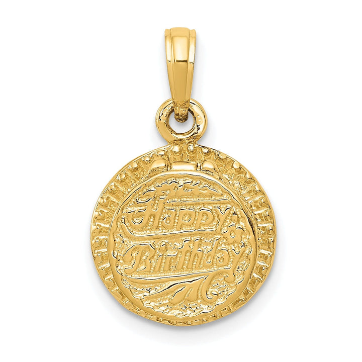 14k Yellow Gold Birthday Cake Candle Pendant.