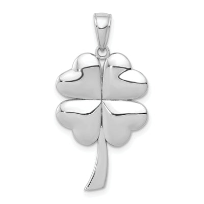 14k White Gold Solid Textured Polished Finish 4-Leaf Clover Charm Pendant at $ 278.55 only from Jewelryshopping.com