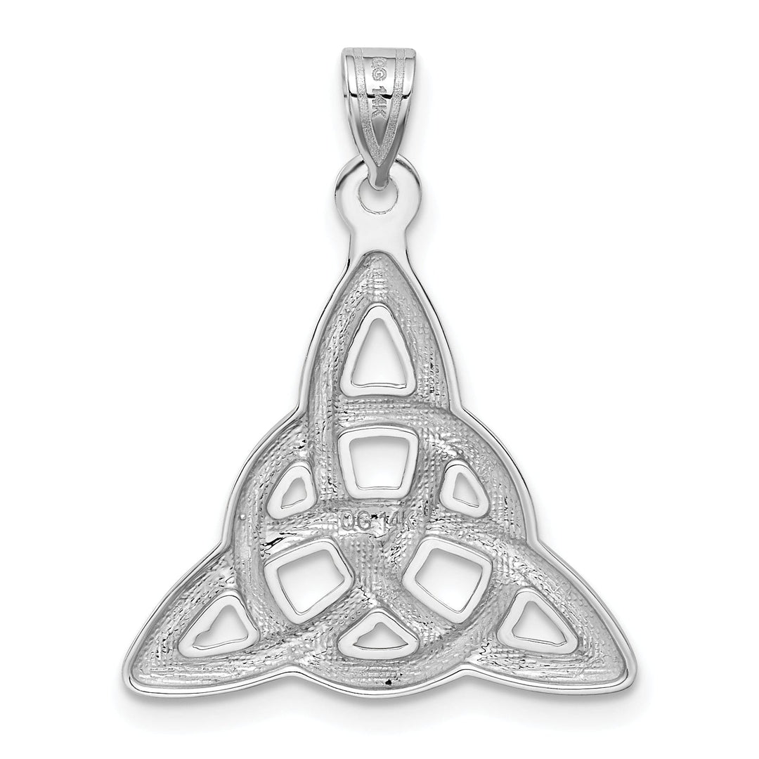 14k White Gold Textured Polished Finish Mens Trinity Knot Design Charm Pendant