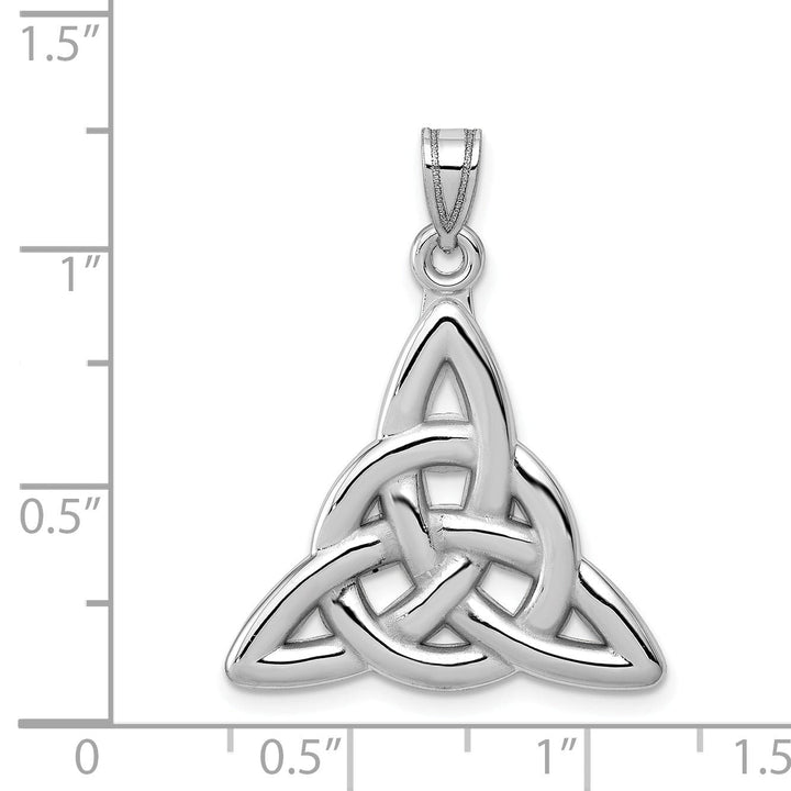 14k White Gold Textured Polished Finish Mens Trinity Knot Design Charm Pendant