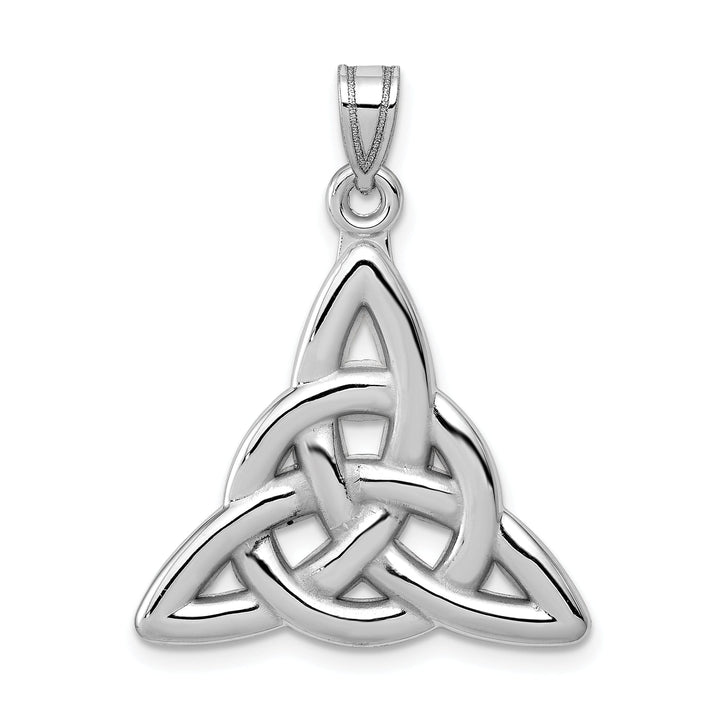 14k White Gold Textured Polished Finish Mens Trinity Knot Design Charm Pendant