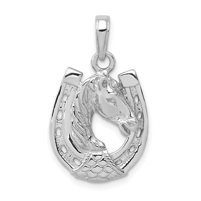 14k White Gold Solid Polished Horse Head in Horseshoe Pendant at $ 237.24 only from Jewelryshopping.com