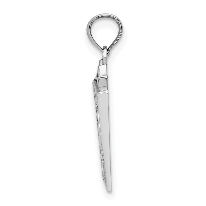 14k White Gold Solid Textured Satin Polished Finish Royal Flush Charm Pendant