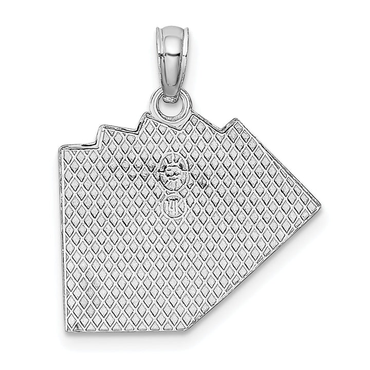 14k White Gold Solid Textured Satin Polished Finish Royal Flush Charm Pendant