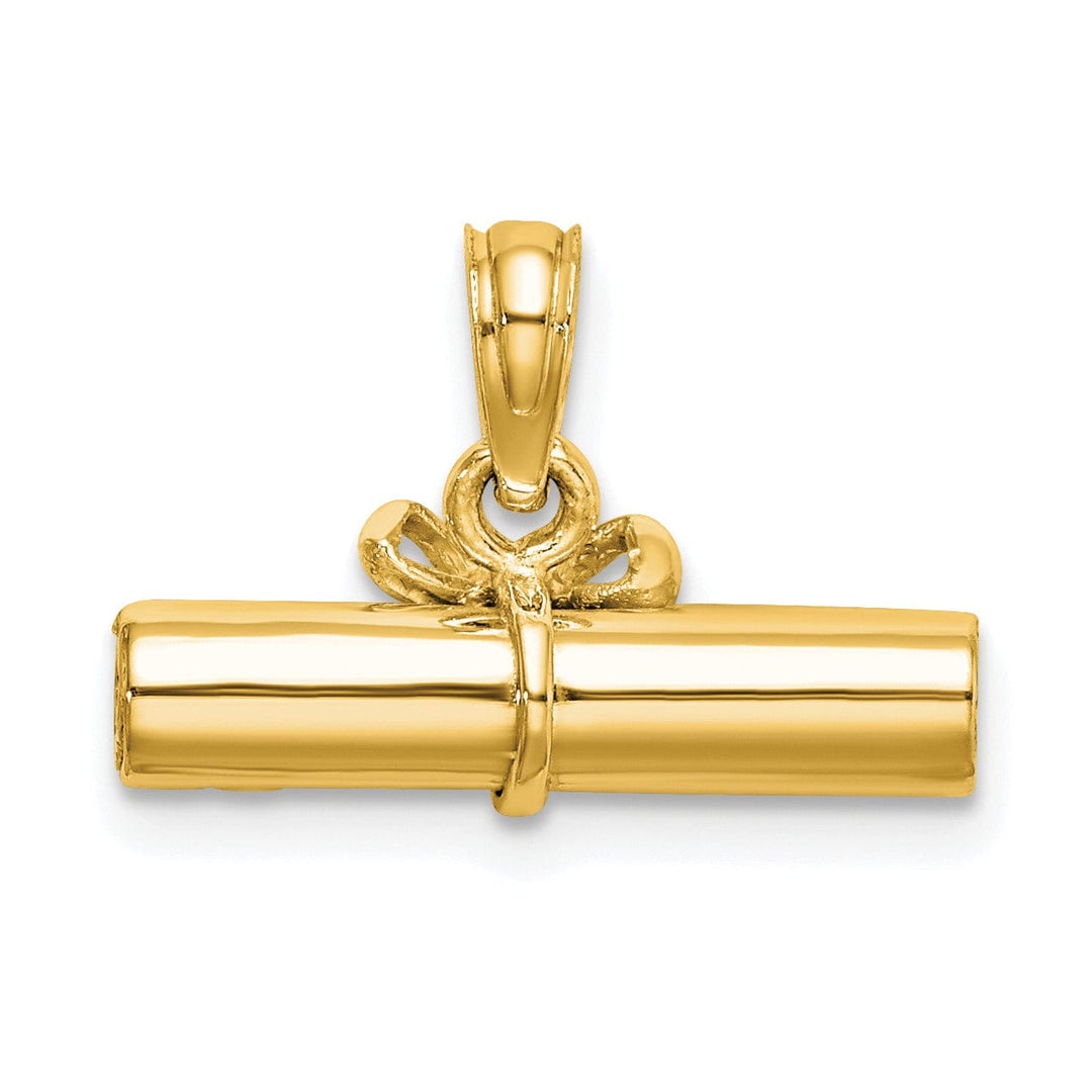 14k Yellow Gold Hollow Diploma Pendant