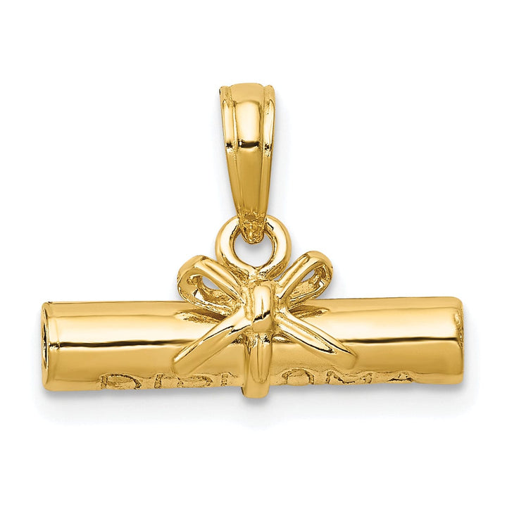 14k Yellow Gold Hollow Diploma Pendant