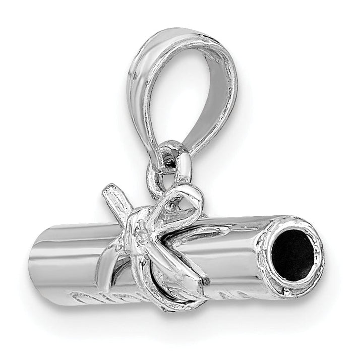 14K White Gold Polished Finish 3-Dimensional DIPLOMA Rolled Up Charm Pendant